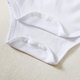 LYSMuch Baby Girls Ruffle Sleeves Bodysuit Infant Solid Color Top Jumpsuit (White,6-9 Months)