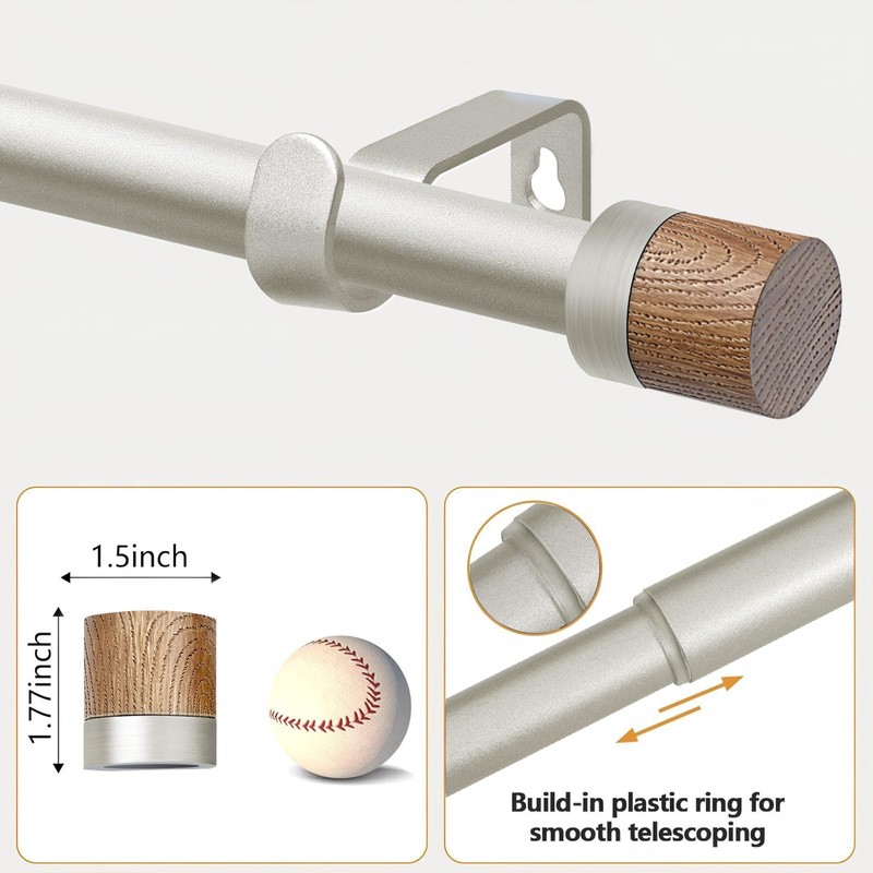 Nickel Curtain Rods for Windows 72 to 144 Inches(6-12ft),1 inch