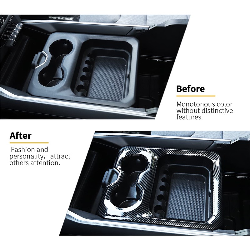 SQQP Carbon Fiber Center Console Dashboard Front Armrest Cup Holder