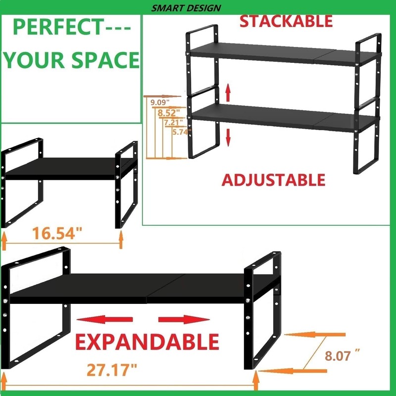 Jojocross Expandable Stackable Spice Rack Cabinet Shelf Organizer in Cabinet
