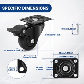 Humagineer 38 mm Wheels Wheel, Heavy Duty Casters, Safety Dual Locking Industrial Swivel TPR Castors Wheels for Furniture and Workbench Cart, Pack of 4