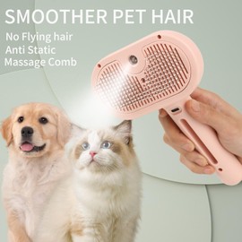 ORIGENCE Cat Steam Brush Steamy Cat Brush for Long Haired Cats,Dog Brush for Shedding Pet Grooming Brush Self Cleaning Pet Spray Hair Removal Comb Reduce Static Flying Hair Pink