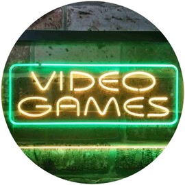ADVPRO Video Games Room Dual Colour LED Bar Light Neon Light Advertising Neon Sign Green & Yellow 300 x 210 mm st6s32-i3466-gy