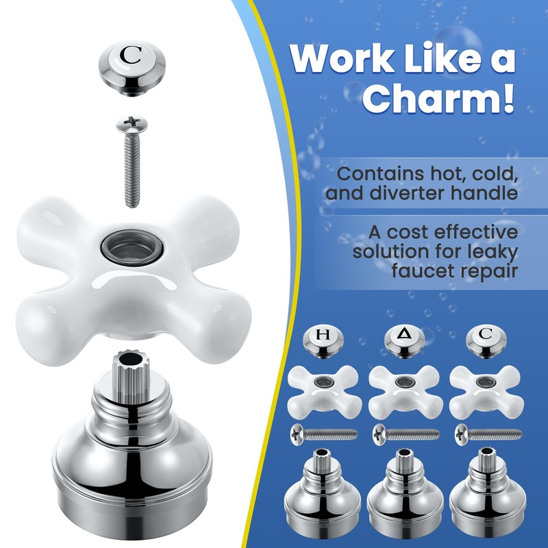 Enhon 3 Pcs Porcelain Handle Set, Compatible with Price Pfister