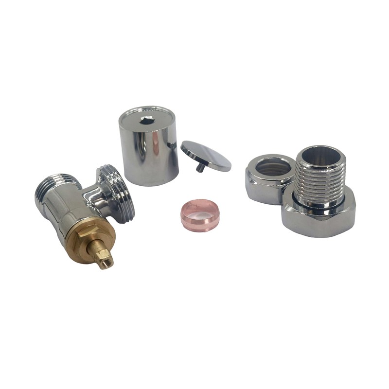 Modern Chrome Angled Towel Radiator Valves 10mm Central Heating Taps