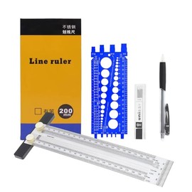 Reglas t de marcado de carpintería de ultra precisión set, Versión métrica de acero inoxidable regla 200 mm, Incluye calibrador de tuercas y tornillos