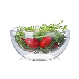 GracesDawn high temperature resistant double layer glass bowl borosilicate heat-resistant glass tableware transparent fruit salad bowl (250ml double bowl)