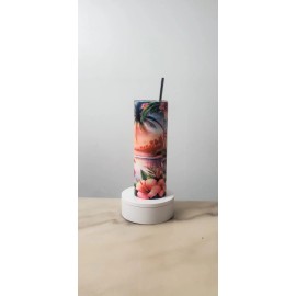 handmade sublimation Famingo Sunset Tropical Tumbler