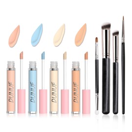 JasCherry Liquid Makeup Concealer Pen, Durable Waterproof for All Skin Types, High Coverage Concealer for Eye Concealer, Dark Circles, Face Redness, Matte Natural Concealer with Brush Set