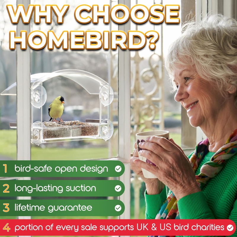 Window Bird Feeder with Strong Suction Cups - (Upgraded 2026