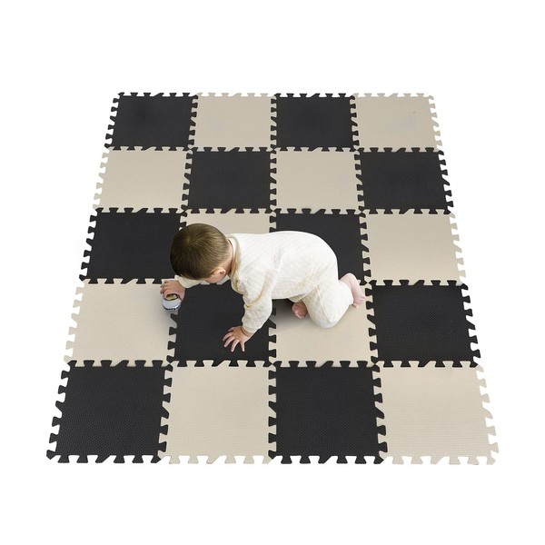 YORKING 40PCS Foam Play Mat 30x30x1cm Large EVA Soft Foam Pad Children's Game Floor Puzzle Mat for Children's Play and Crawl(Black and White)