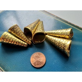 Unbranded 6 pcs Large 1.5” Bead Caps Basketweave Gold High Quality Findings Artisan Lot