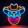 Cowboy Cat Neon Sign - Adjustable Dimmable LED Neon Light,