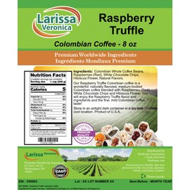 Raspberry Truffle Colombian Coffee (Gourmet, Naturally Flavored, Whole Coffee Beans) (8 oz, ZIN: 556963) - 3 Pack