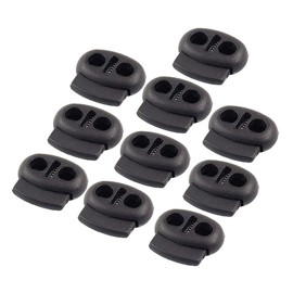 20 Pack Toggles for Drawstrings Cord Locks Set, Dual-Holes Spring Cord Locks Set Black Double Holes Spring Toggle Loaded Plastic Round Cord Ends Stopper Fastener Oval Toggle Locks-Black