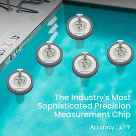 Newentor Pool Thermometer Floating Wireless, Digital Pool Thermometers Easy Read, IPX8 Water Temperature Gauge with Temperature and Humidity for Swimming Pool/Fish Tank, Modern