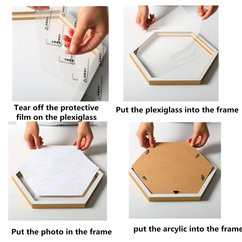 Hexagon Shaped Photo Frame Creative Wooden Wall Hanging Picture Frames