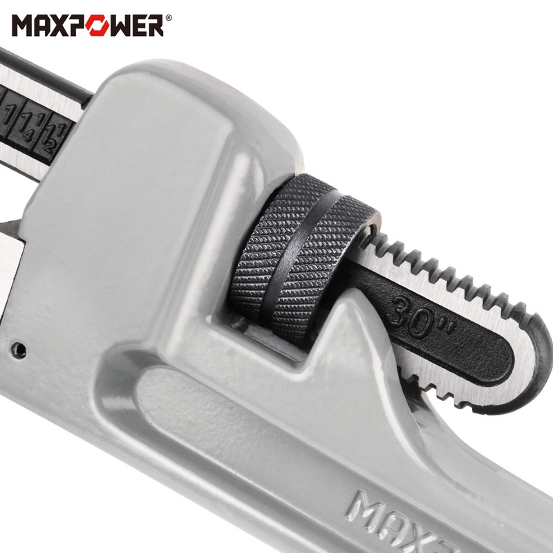 MAXPOWER 30-inch Pipe Wrench, Aluminum Straight Plumbing Wrench Heavy Duty