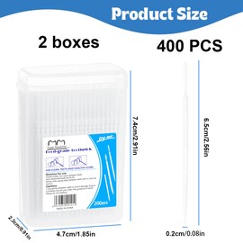 Uqingo 400PCS Double Head Plastic Toothpicks, Dental Picks Disposable, Interdental Brush 2-in-1 Teeth Stick, Flossing Oral Dental Brush Cleaning Tool -White