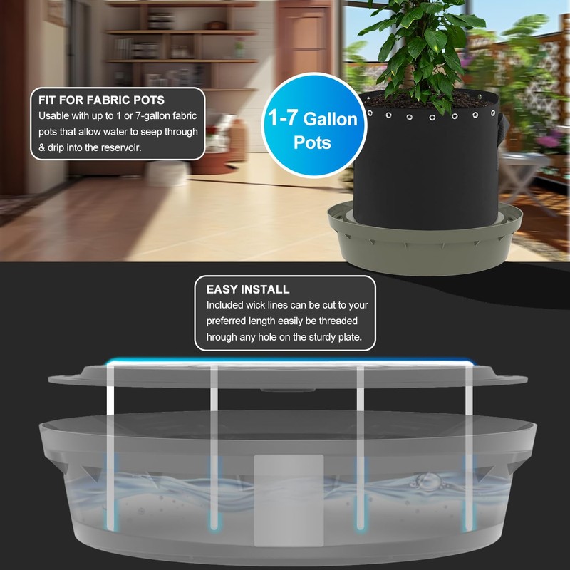 Molgoc Self-Watering Base with Visible Water Level,5-Pack,Keeps Leaves and Flying
