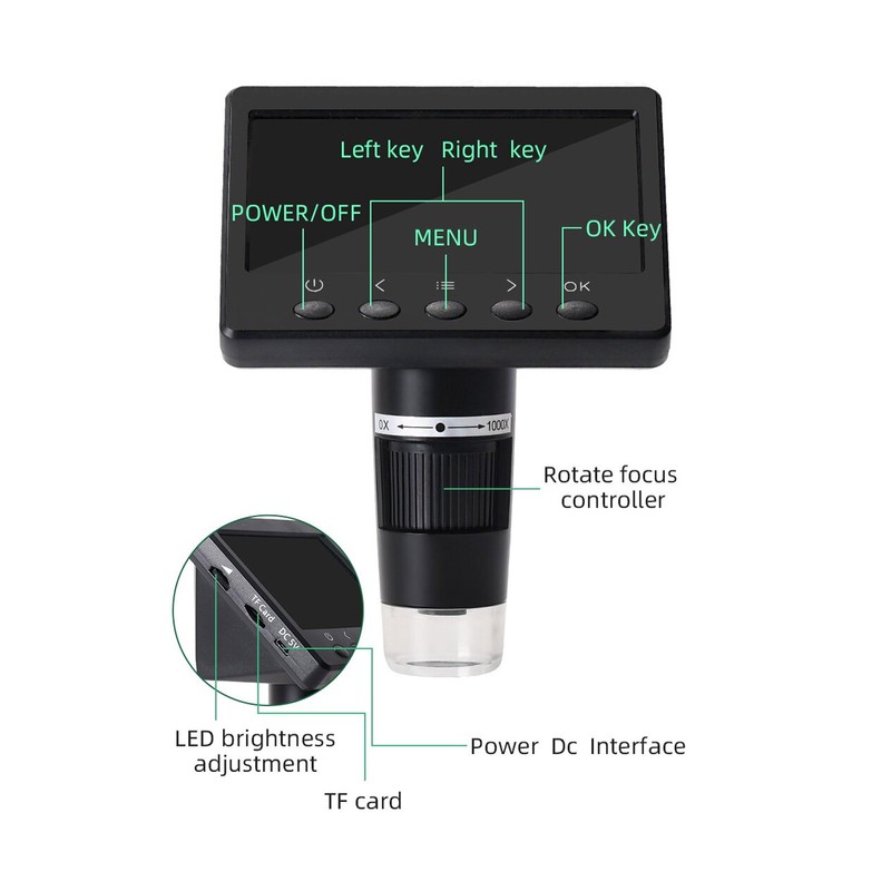 4.3in LCD Digital Microscope High Definition 1000X USB Video Microscopes