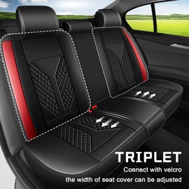 JIAMAOXIN Car Seat Covers Full Set Fit for Mitsubishi Eclipse Cross 2018-2024 Waterproof Faux Leather Car Seat Cushions Automotive 5 Seat Covers Set（Black&Red）