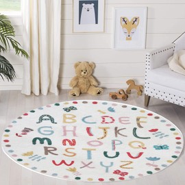 LIULA Round Kids Playroom Rug-Soft Alphabet Nursery Rug for Bedroom-Playtime Collection, Learning & Game Carpet for Classroom,Best Shower Gift for Infant Toddlers (Round 31.5",ABC Letters )