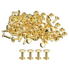 uxcell 50 Sets Leather Rivets, 8mm Double Cap Rivets 12mm Height Metal Studs Rivet for Leather Craft Repair DIY Purse Belts Bags Shoes, Gold Tone