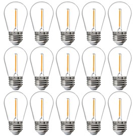 FLSNT 15 Pack Outdoor LED Replacement Bulbs for String Light, S14 LED Hanging Light Bulbs for Patio, Garden, E26 Base, 2200K Warm White, Non-Dimmable