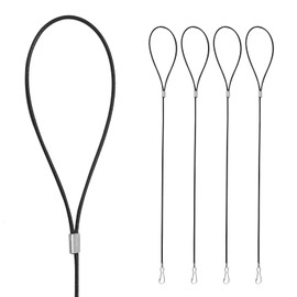 Biaungdo 4 Pcs Adjustable Gate Latch Cable Pull, Stainless Steel Gate Latch Pull String Fence Gate Opener Metal Pull Cord Latch Lock for Wooden Fences, Garden Backyard Gate Latch(Black)