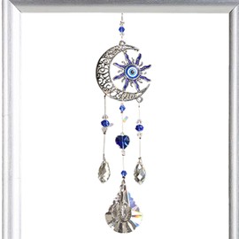 Evil Eye Sun Catcher - Crystal Prism Pendant | Evil Eye Rainbow Maker Charm for Garden, Corridors and Balconies