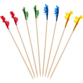 2.5 Inch Wood Frill Picks Toothpicks,1200 Pcs Fancy Cocktail Picks,Sandwiches Picks,Colored Food Party Toothpicks for Fruit,Appetizers,Club Sandwiches,Parties