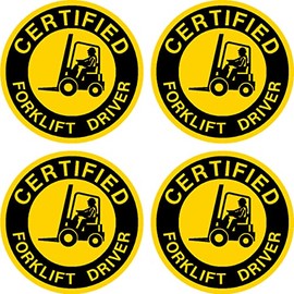 Certified Forklift Driver Hard Hat Hardhat Decal Sticker Placard 2" W X 2" H - Sold in Package of 4