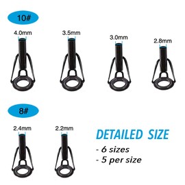 Pack of 30 Tip Ring Rod Ring Fishing Rod Repair Set Stainless Steel Ceramic Fishing Rod Parts Tip Tops Tip Repair Kit Fishing Accessories for Saltwater Sea Water Fishing 2.2/2.4/2.8/3.0/3.5/4.0 mm1