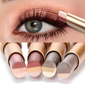 Re. Misoo 4 Pcs Metallic Glitter Eyeshadow Stick Set, 3 Color Gradient Shimmer Eyeshadow Pencil, Creamy & Buildable Matte Eye Makeup Gift, Natural Long-Lasting Eye Shadow Pen for Women's Daily Look.