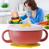 Toddler Suction Cup Bowls with Lids Prevent Falling Stainless Steel