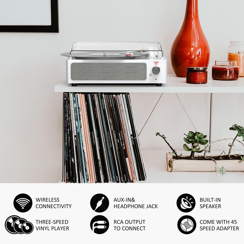 WOCKODER Vinyl Record Player with Speakers Turntable Belt-Driven Turn Table