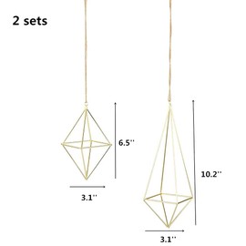 Lvpage Gold Air Plants Holders Metal Himmeli Hanging Geometric Décor Air Ferns Display Frame 4 Pcs 2 Size Tillandsia Hanger Airplants Tabletop Planter Holder