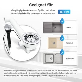 AQUADE Strainer Basket Valve 114 mm with Space Creator for Sink Drain Fitting, Eccentric Sink, Strainer Basket, Eccentric Valve Drain