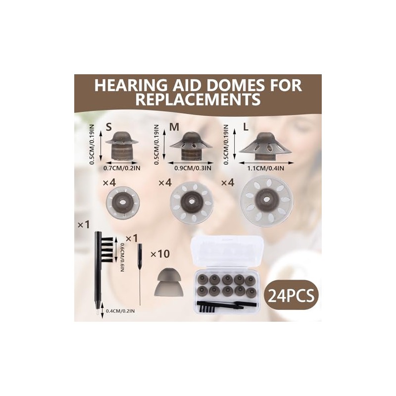 24 PCS Hearing Aid Cleaning Kits, Replacement Domes Set with