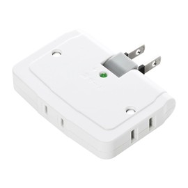 Sanwa Supply TAP-SP223 Lightning Guard Tap, 3 Openings, 2 Ps, Easy to Wiring, Swing Plug, Thin, Urea Resin, White