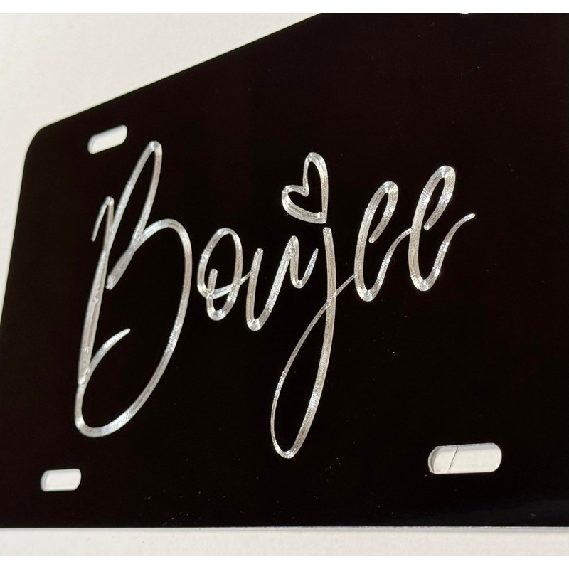 Boujee Car Tag Diamond Etched Engraved Vanity Front License Plate