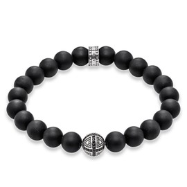 Thomas Sabo A1355-705-11 Men's Bracelet Rebel at Heart Obsidian Black 925 Sterling Silver, Stone, Cubic Zirconia