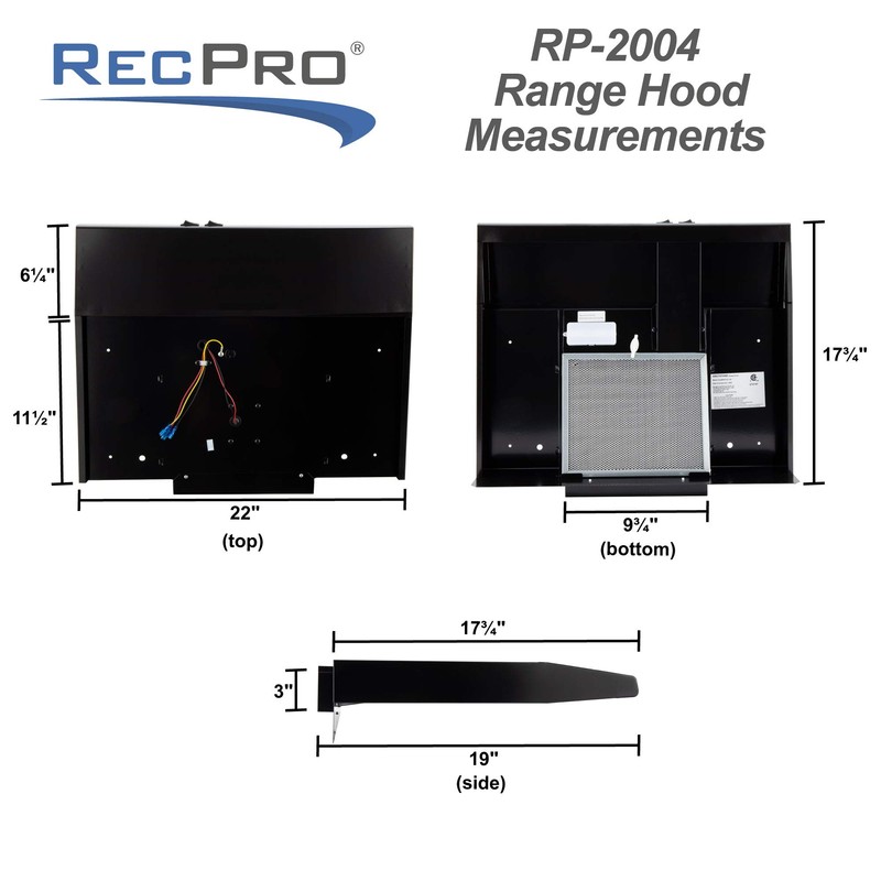 RecPro RV Stove Range Hood Vent with Light | 22"