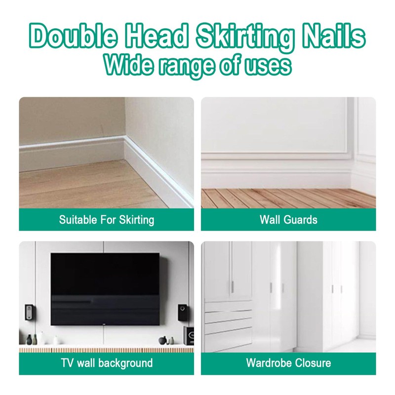 250 Pcs Double-Head Skirting Thread Seamless Nail, Double-Headed Nails, Invisible