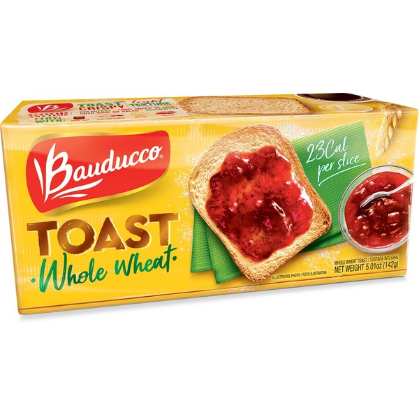 Bauducco Whole Wheat Toast - 5.64 oz Light & Crispy Toasted Bread 160g (Pack of 01)