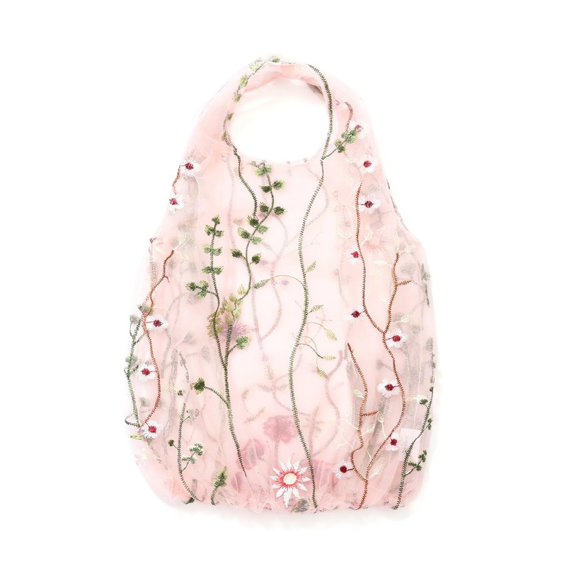 Francfranc Tulle Bag, multi × light pink