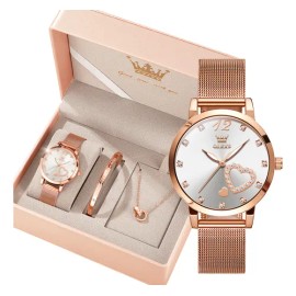 Relojes Elegante Regalo Para Mujeres Reloj Y Joyas 3 Piezas