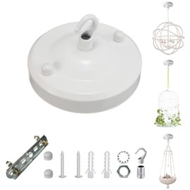 YSGUYILT Ceiling Rose with Hooks Ceiling Canopy White Metal Canopy Lamp Ceiling Plate for Pendant Lamp Canopy for Chandelier Ceiling Rose for Hanging (Pack of 1)