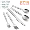 E-far Hammered Silverware Set, 30-Piece Stainless Steel Square Flatware Set